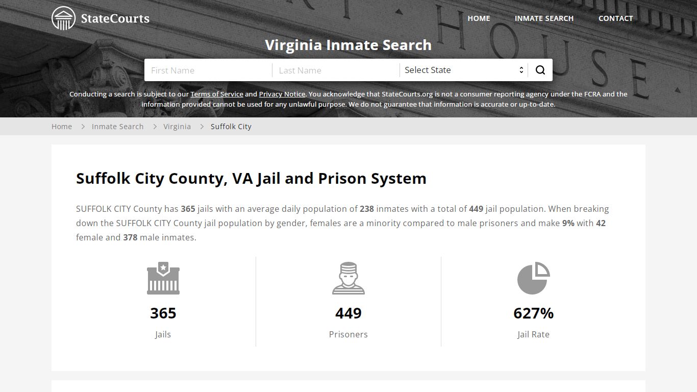 Suffolk City County, VA Inmate Search - StateCourts